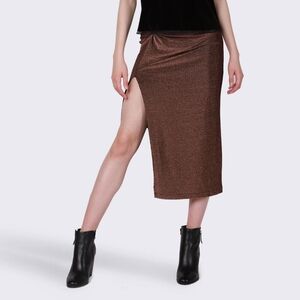 Black Tape_ Twist Detail Rose Gold Glitter Sparkle Skirt M